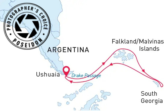 Falklandinseln & Südgeorgien map route